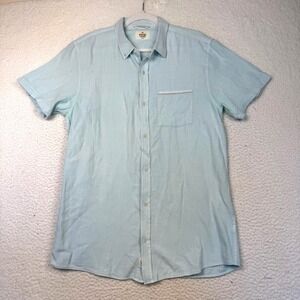 Marine Layer Shirt Mens Large Blue Cotton Short Sleeve Button Front Casual